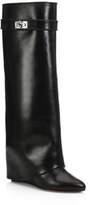 Thumbnail for your product : Givenchy Shark Lock Knee-High Leather Wedge Boots