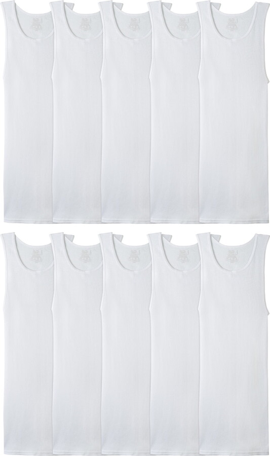 Fruit of the Loom Men's Cotton Eversoft A-Shirt Tank Top Undershirts, 10-Pack, Sizes S-3XL