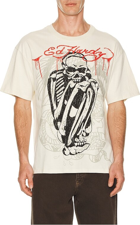 Ed Hardy Skele Rhinestone Boxy Tee