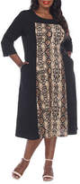 Thumbnail for your product : White Mark-Plus Constance 3/4 Sleeve Animal Midi Fit & Flare Dress