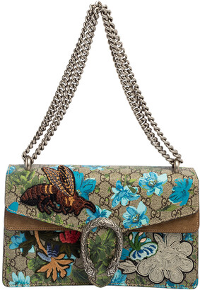 Gucci Beige/Blue GG Blooms Supreme Canvas Embroidered Bird/Flowers Small  Dionysus Shoulder Bag - ShopStyle