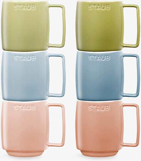Staub Mixed Colours Macaron Set Of Six Ceramic Mugs 350ml M