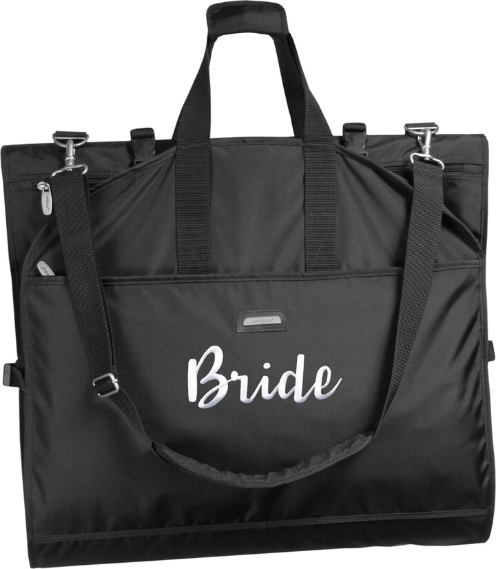 Wally Bags 66" Premium Tri-Fold Carry On Destination Wedding Gown Travel Bag with multiple pockets and shoulder strap