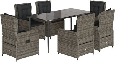 Garden Dining Set Grey PE Rattan One Size Adjustable Armrests