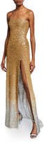 Thumbnail for your product : Oscar de la Renta Strapless Ombre Sequined Gown