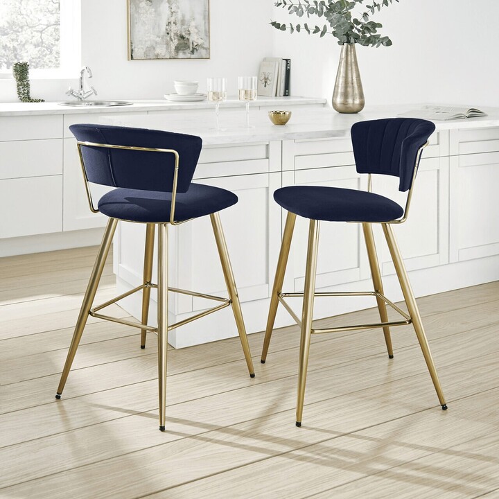 Dunelm Kendall Bar Stool, Velvet Blue ShopStyle