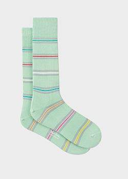 Paul Smith Men's Mint Green Bright Thin-Stripe Socks