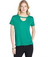Thumbnail for your product : LnA emerald green 'Mosshart' cutout neck t-shirt