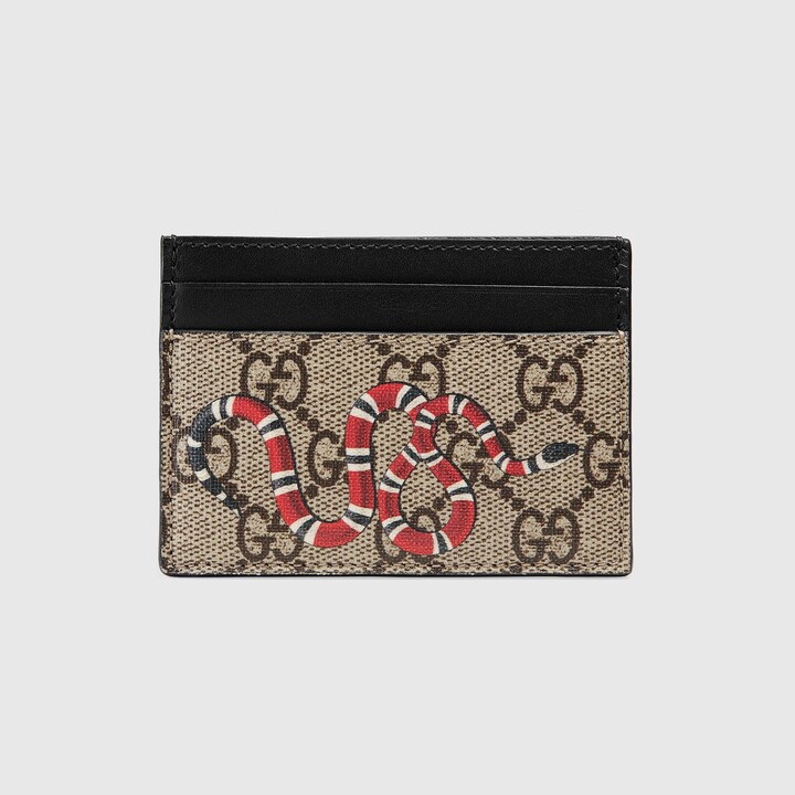 Gucci Kingsnake print GG Supreme card case - ShopStyle Wallets