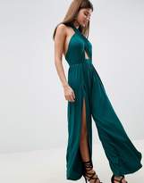 Thumbnail for your product : ASOS Design Cross Front Jersey Jumpsuit With Wrap Leg Detail