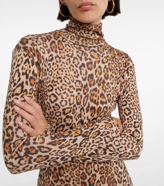 Etro Leopard-print wool mockneck sweater