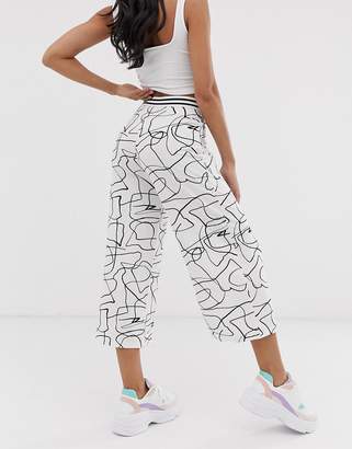 ASOS Design DESIGN culotte pant in non-print with sporty elastic waistband