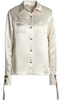 Thumbnail for your product : Sonia Rykiel Floral-Appliquéd Hammered-Satin Shirt