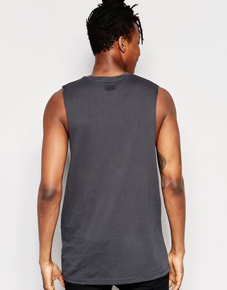 ASOS Longline Sleeveless T-Shirt With Geo Print And Dropped Armhole