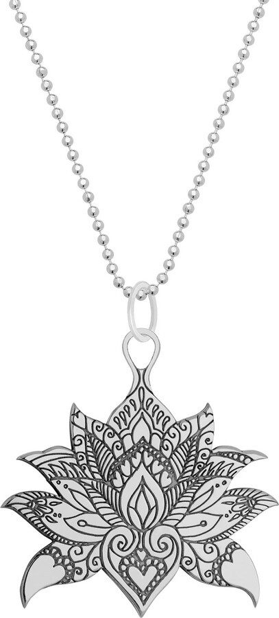 Cartergore Small Silver Lotus Flower Pendant Necklace