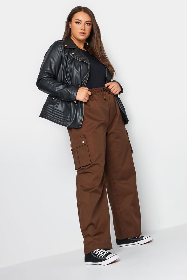 Yours Plus Size Wide Leg Woven Cargo Trousers - ShopStyle