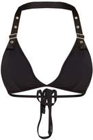 Thumbnail for your product : PrettyLittleThing Black Buckle Strap Halterneck Bikini Top