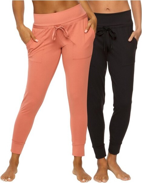 Felina FelinaWomen'sVelvetySoftJogger2-Pack(CanyonRoseCharcoal,Large)