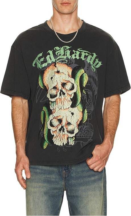 Ed Hardy Skull Snakes Boxy Tee