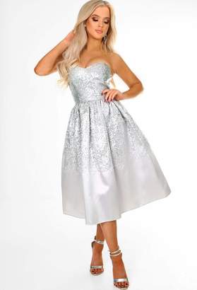 Pink Boutique Verity Silver Ombre Sequin Strapless Prom Dress