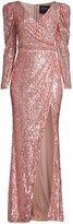 Thumbnail for your product : Mac Duggal Sequined Stripe Gown