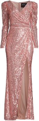 Mac Duggal Sequined Stripe Gown