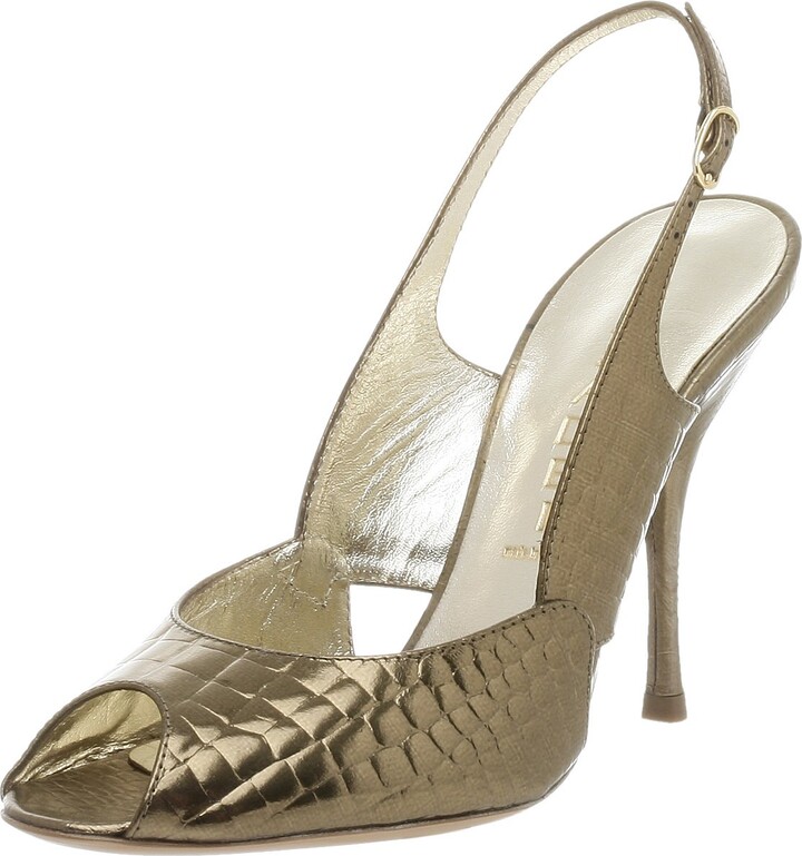 bronze peep toe heels