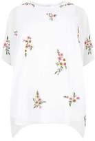 Thumbnail for your product : Yours Clothing Women's Plus Size Yours London White Floral Embroidered Chiffon Cape Top