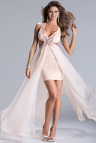 Thumbnail for your product : Janique - Cut Out V-Neck Haltered Embellished High-Low Gown W032