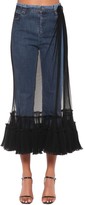 Thumbnail for your product : Act N°1 Tulle Embellished Crop Denim Jeans