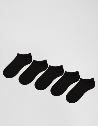 ASOS Sneaker Socks In Black 5 Pack Save