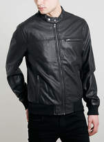 Thumbnail for your product : Topman Black Faux Leather Bomber Jacket