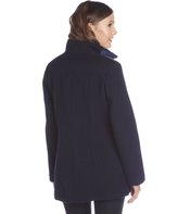 Thumbnail for your product : Kensie Navy Basketwoven Double-Breasted Coat
