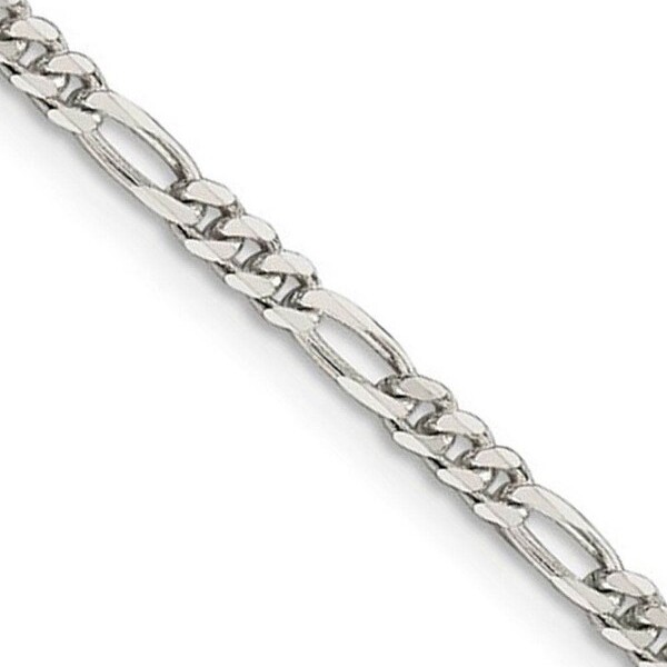 Black Bow Jewelry Co. BlackBowJewelry2.8mmSterlingSilverSolidFigaroChainBracelet7Inch