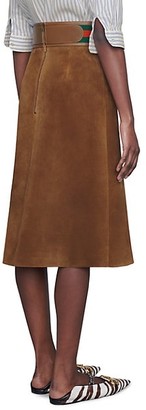 Gucci Suede Skirt With Web & Horsebit