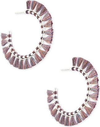 Kendra Scott Evie Bright Silver Hoop Earrings in Purple