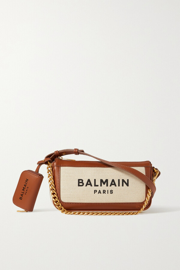 Balmain logo-plaque Leather Shoulder Bag - Black