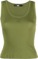 Thumbnail for your product : Karl Lagerfeld Paris Embroidered-Logo Ribbed Cotton Tank Top