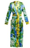 Thumbnail for your product : Richard Quinn Watercolour-print Silk-satin Robe - Womens - Blue Print