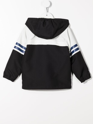 Mikihouse Stripe-Detail Zip-Up Hooded Jacket
