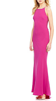 Calvin Klein Cut-Out A-line Halter Gown