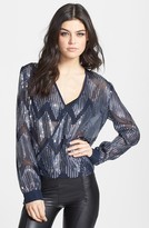 Thumbnail for your product : WAYF Sequin Chiffon Surplice Top