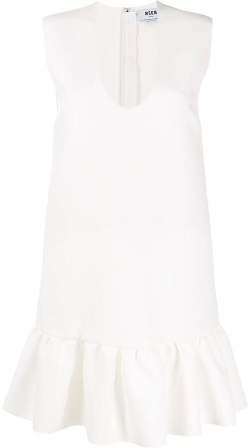 msgm white ruffle dress