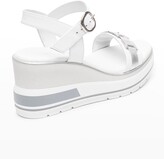 Thumbnail for your product : Nero Giardini Bicolor Leather Ankle-Strap Wedge Sandals