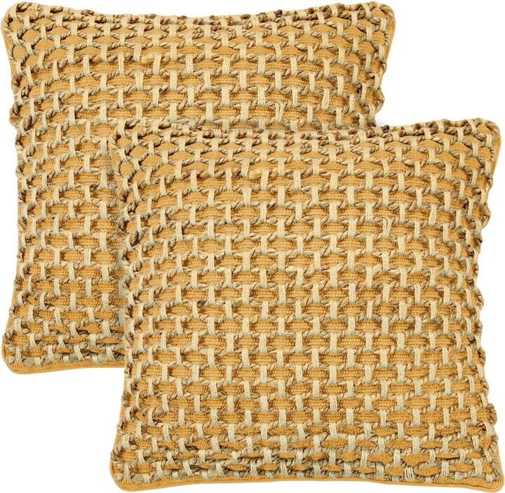 Boho Living Jada Mustard Yellow Geometric Braided Polyester 20 in. x 20 in. Throw Pillow (Set of 2)
