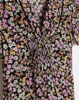 Thumbnail for your product : Stradivarius midi dress with ruffle in pink floral print