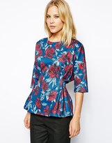Thumbnail for your product : ASOS Peplum Top in Dark Floral