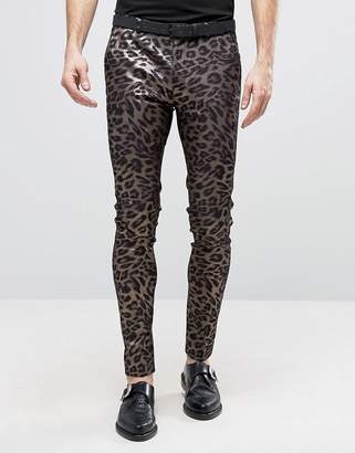 ASOS Super Skinny Smart Pants In Leopard Print