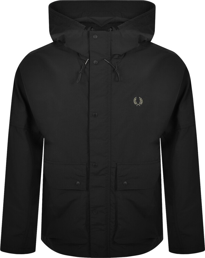 Fred Perry Cropped Ripstop Parka Jacket Black