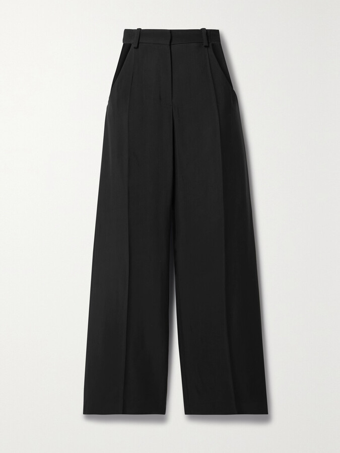 MUGLER - Cutout Twill Straight-leg Pants - Black